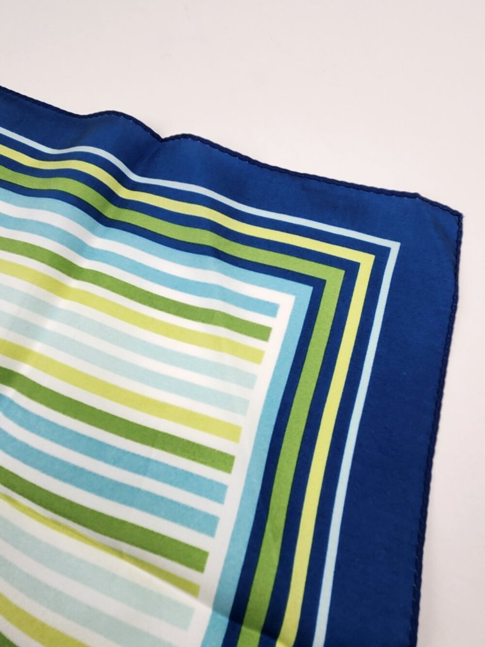 Talbots Silk Scarf 28” Blue Green Nautical Stripes Waves Square Womens Accessory - Picture 5 of 8